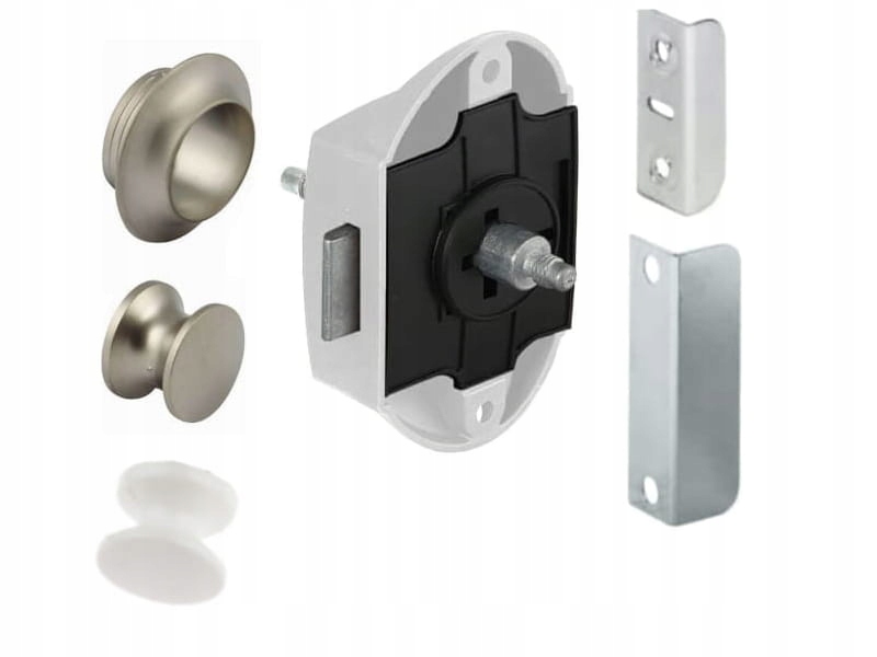 

Zamek meblowy dwustronny push-lock nikiel na pręty