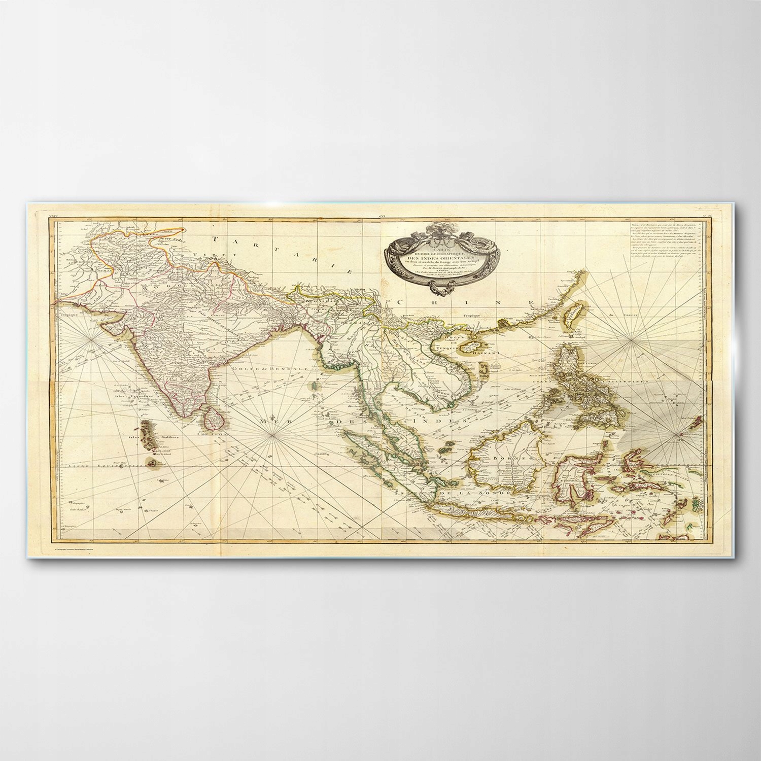 Tvrzený skleněný obraz Mapa Vintage Retro 120x60