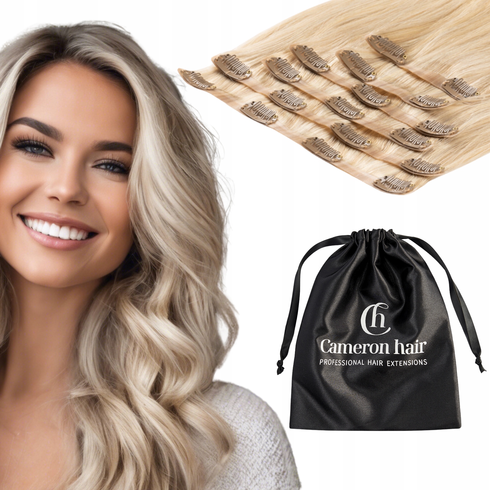 Přírodní bezešvé vlasy Clip In 40 cm 80 g #18/22 šampaňský blond pramínky