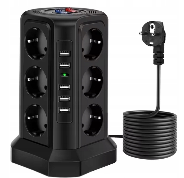 Zásuvková Lišta Ochrana Před Bleskem 12 Zásuvek 5 Usb Portů