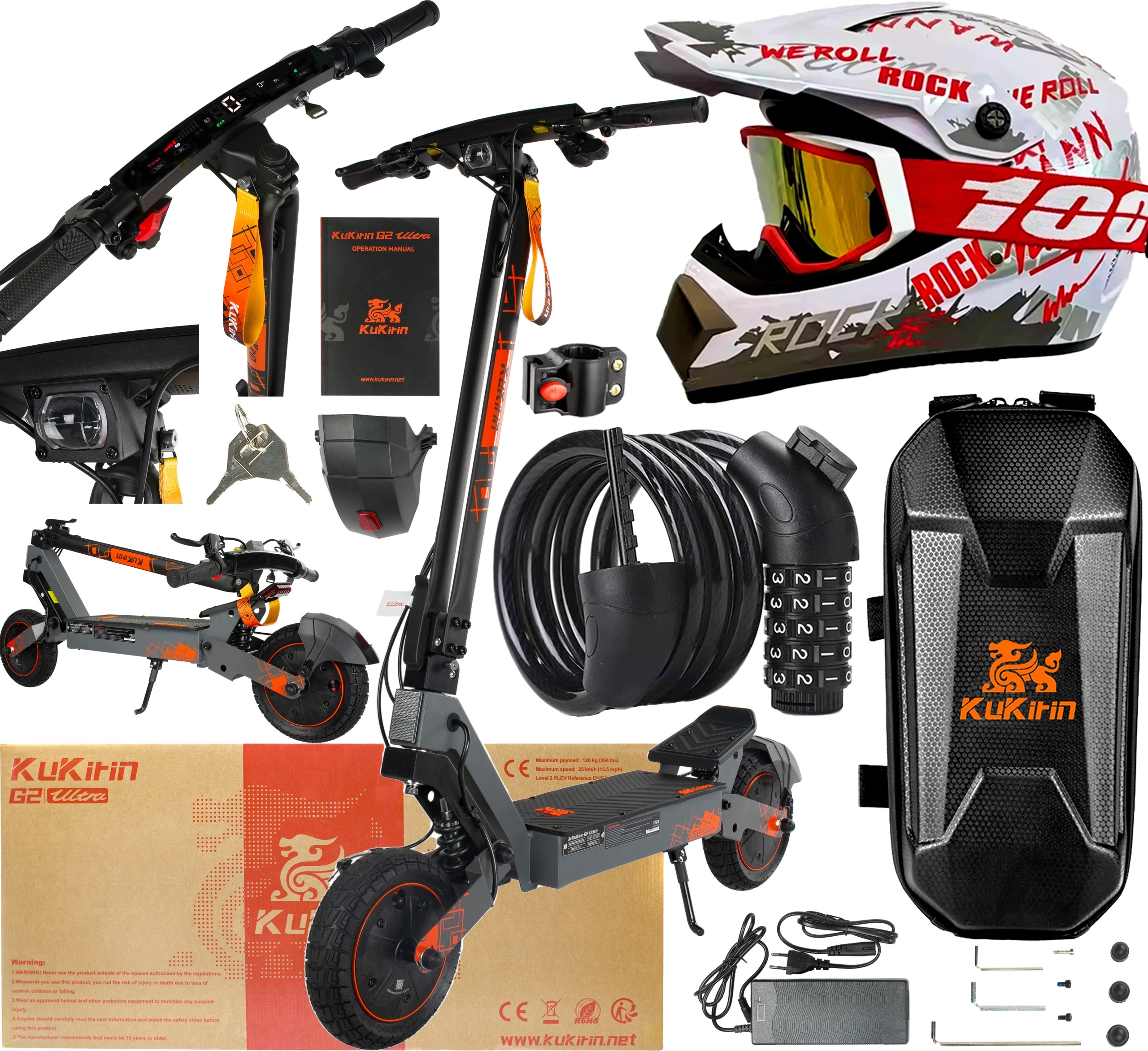 Elektrická vozidla KuKirin G2 Ultra 1600W 48V 18Ah 50KM/H 55KM 3 dárky