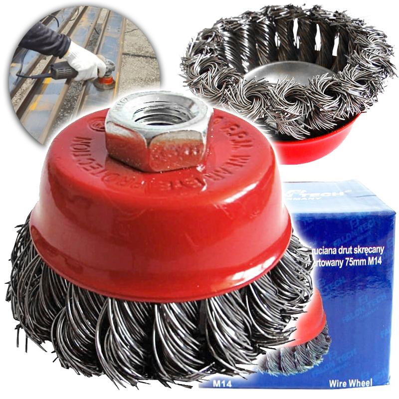 SZCZOTKA DRUCIANA CZOŁOWA DRUT SKRĘCANY 75mm M14