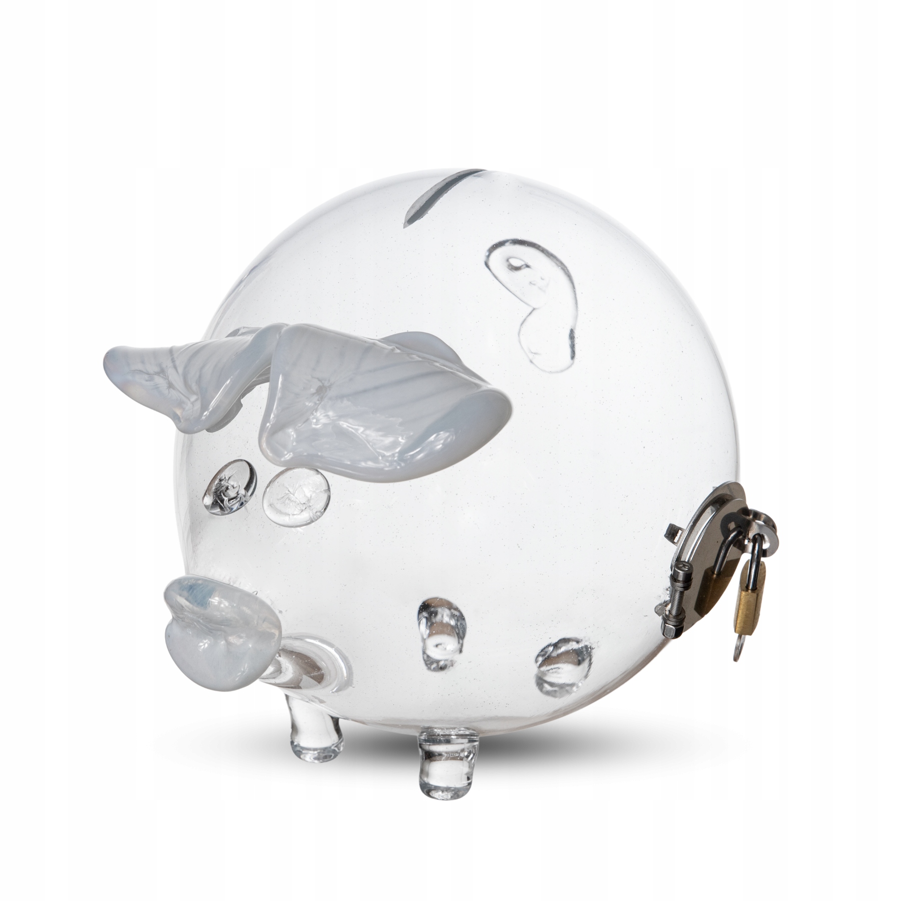 Pokladnička prasátko bílé uši s visacím zámkem Velký dárek trezor bankovky děti XXL