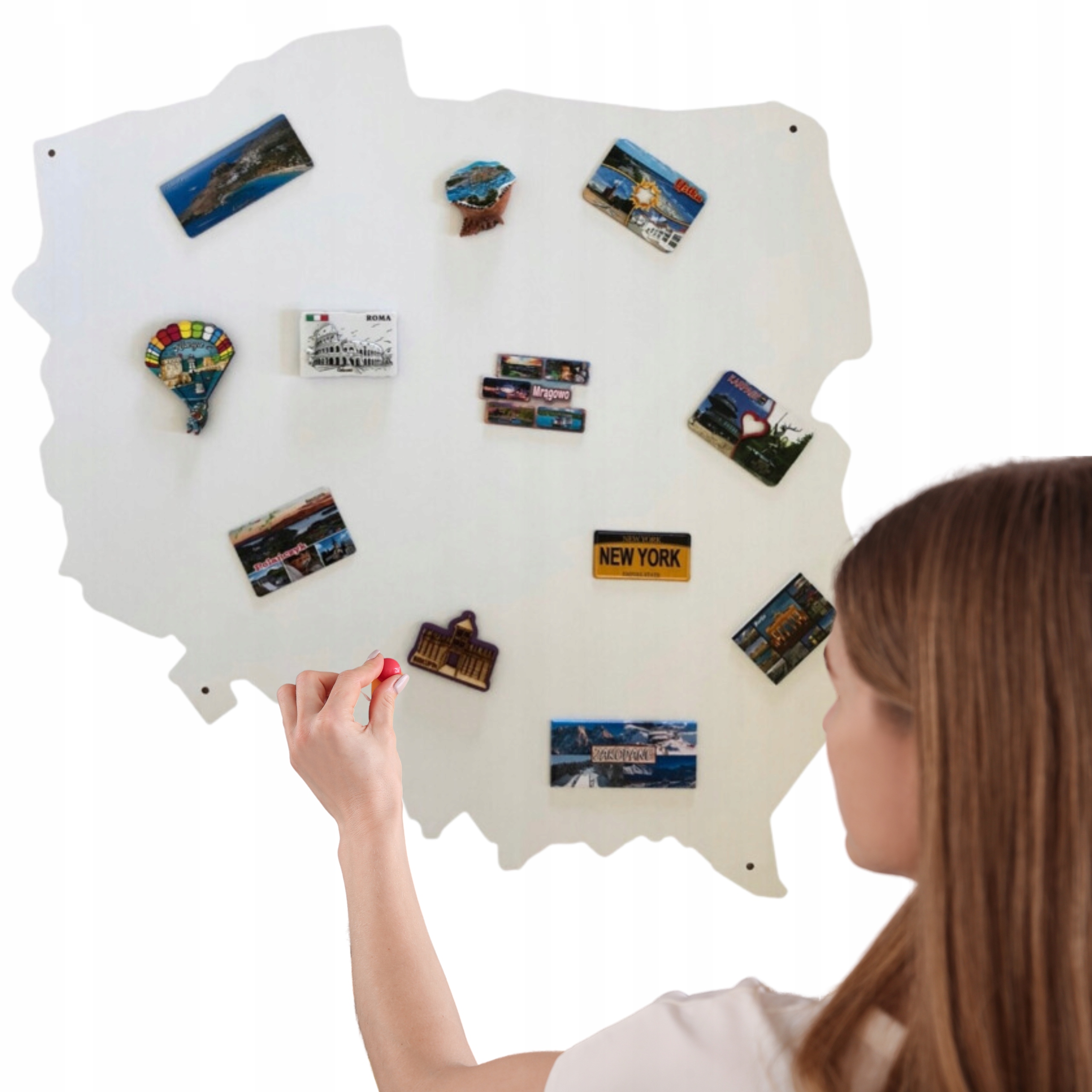 Tablica magnetyczna mapa Polski na magnesy z wakacji 80x73cm Stalform