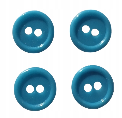 Guziki plastikowe 1 cm Turkus 50 sztuk