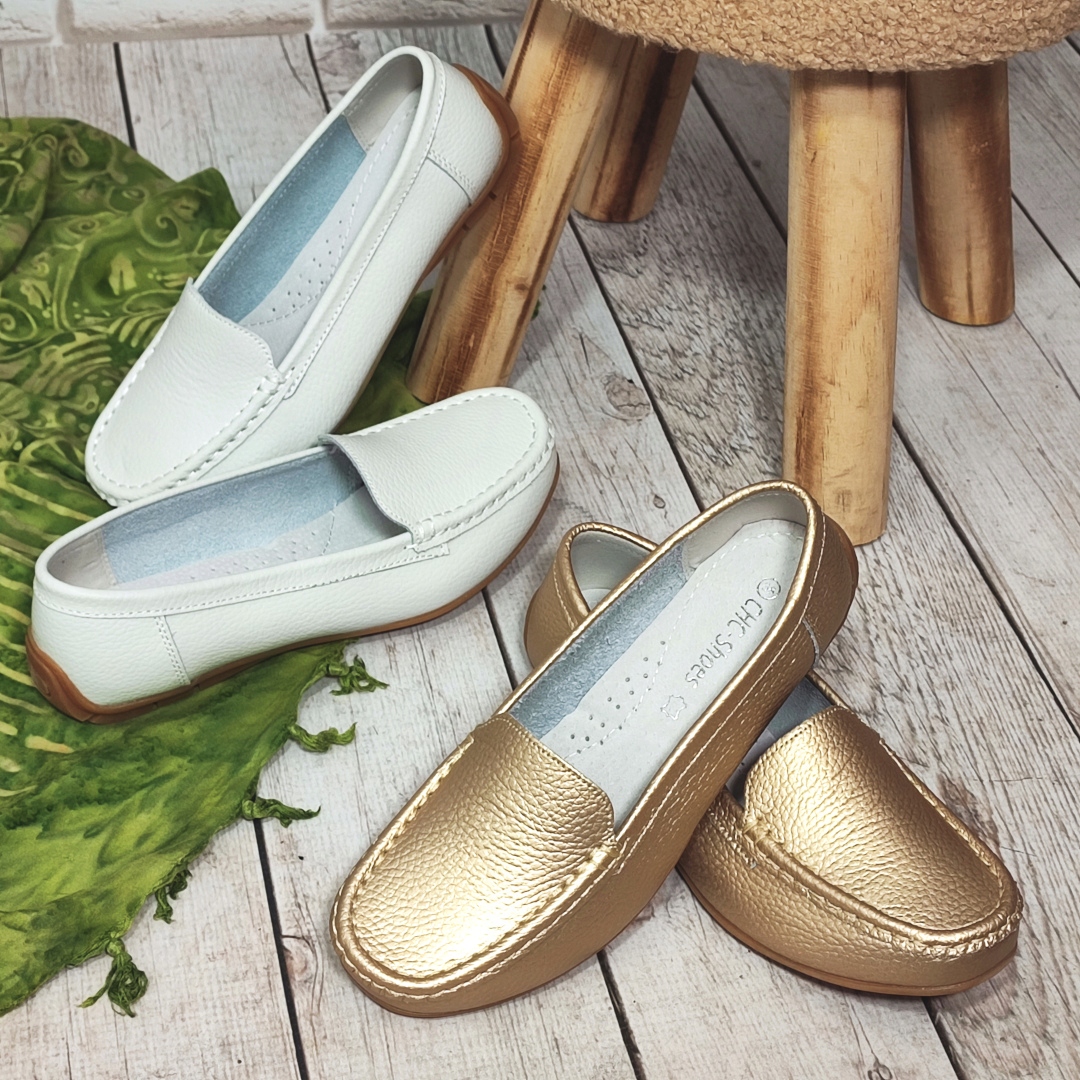 MOKASYNY DAMSKIE ZE SKÓRY NATURALNEJ MIĘKKA WKŁADKA 38 Wzór dominujący bez wzoru