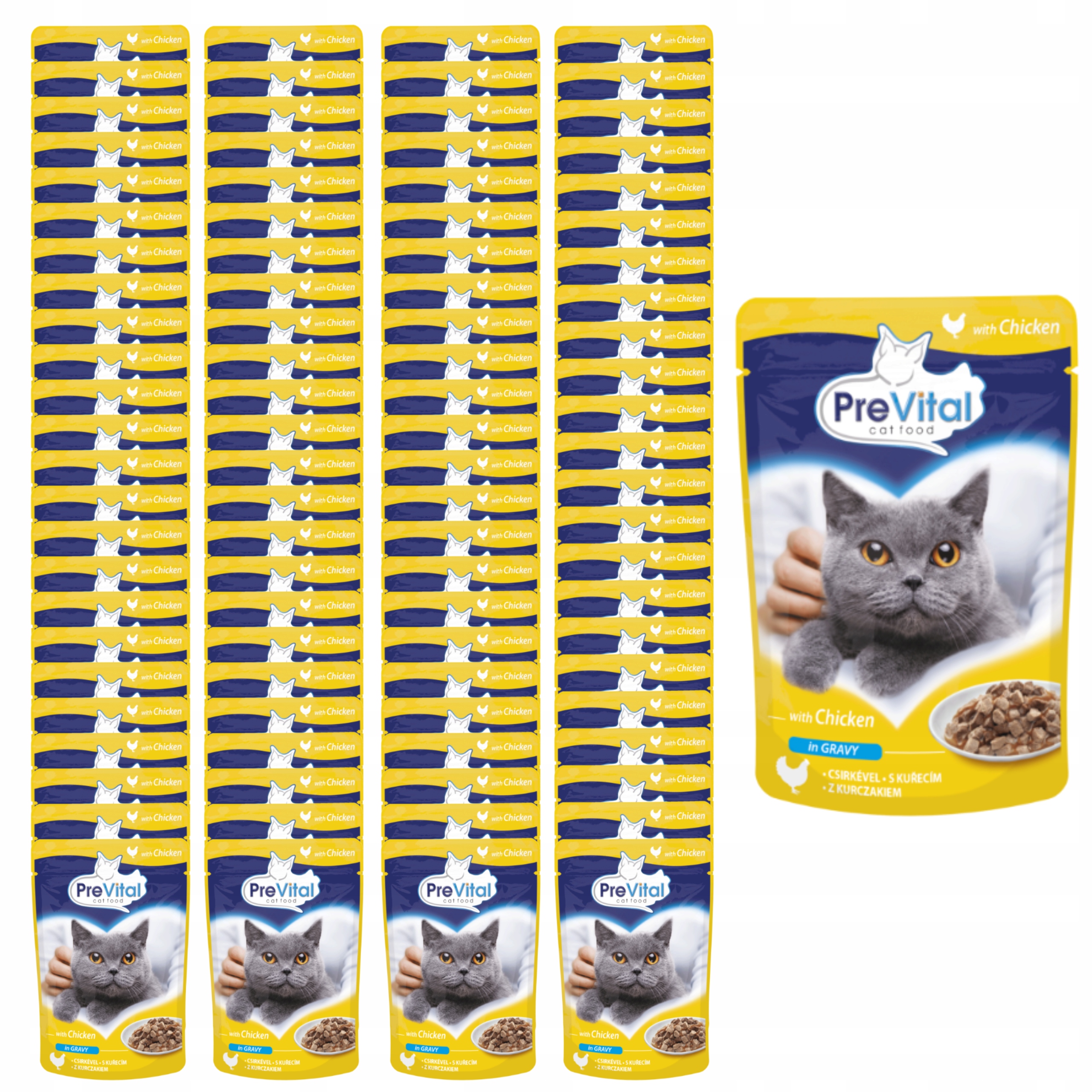Prevital Mokré krmivo pro kočky Kuře v omáčce 96x100g Set
