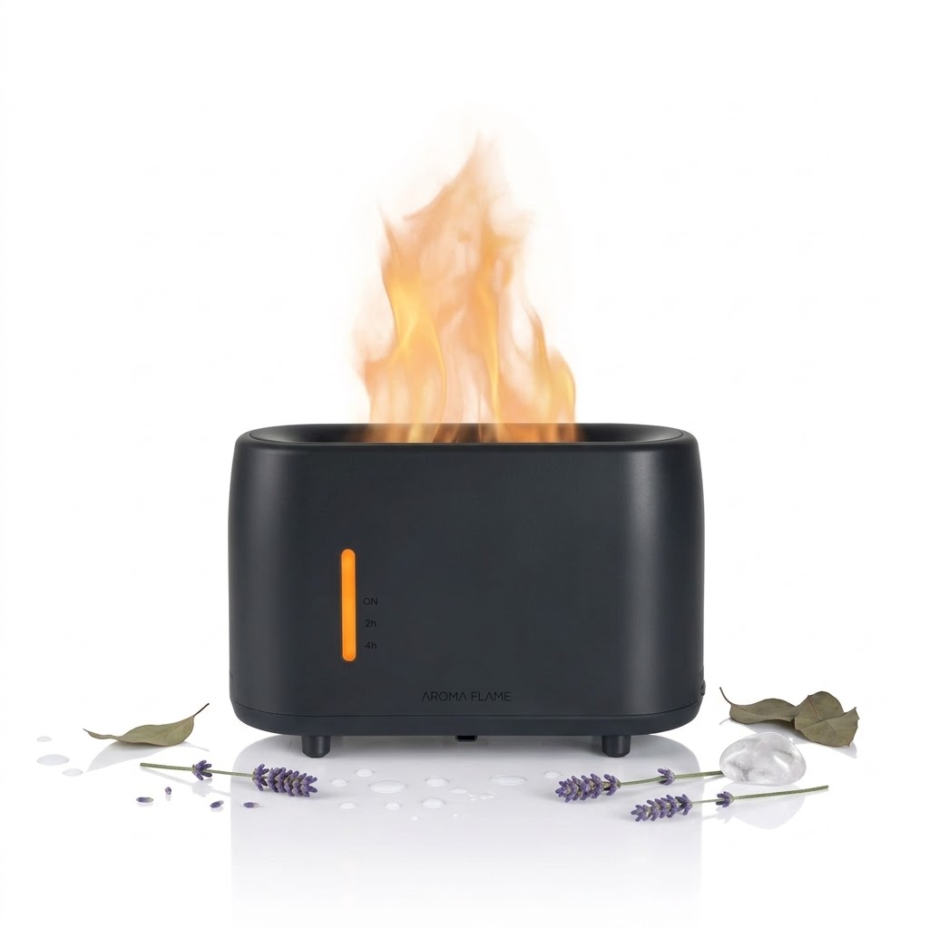 Dyfuzor ultradźwiękowy Aroma Flame nowoczesny design imitujący ogień Led