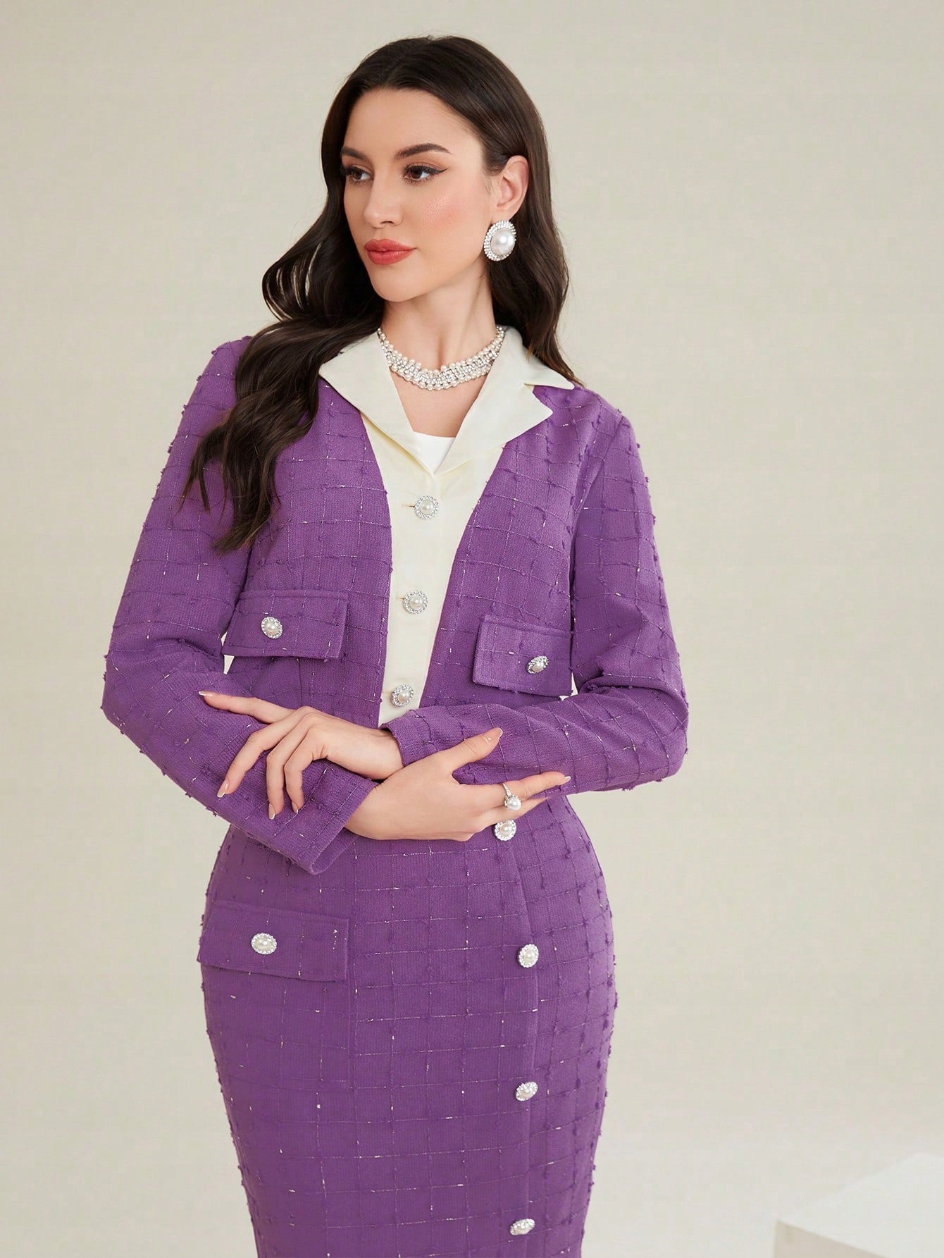 Elegantní Fialová Sukně Sukně Sukně Shein Sada XL 42