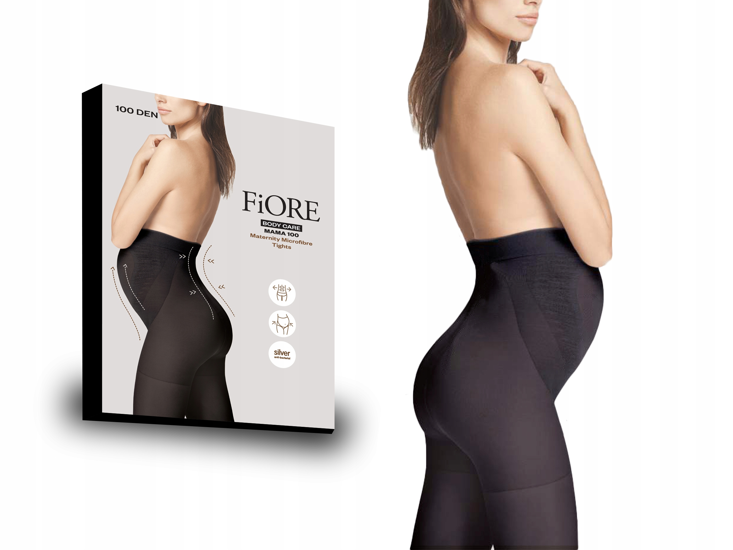 

Fiore Mama ciążowe rajstopy, 100 den, grafit, 2-S
