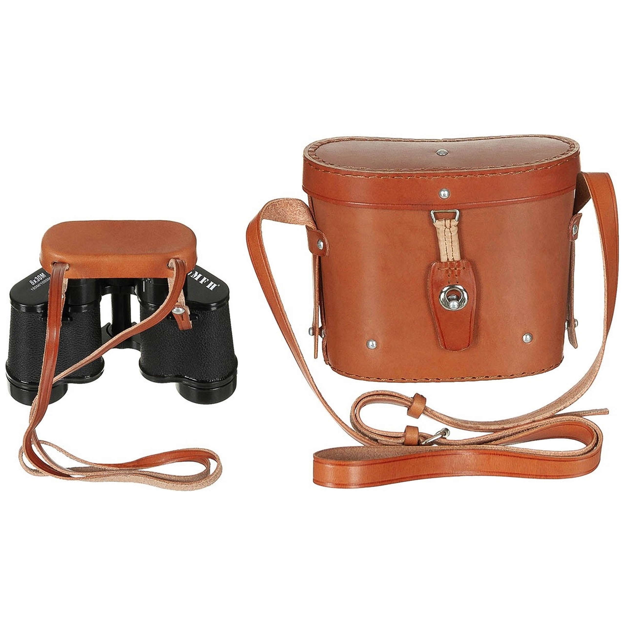 Lornetka Czarna 8x30 Z Etui Skórzanym Na Obserwacje i Turystykę Outdoor Mfh