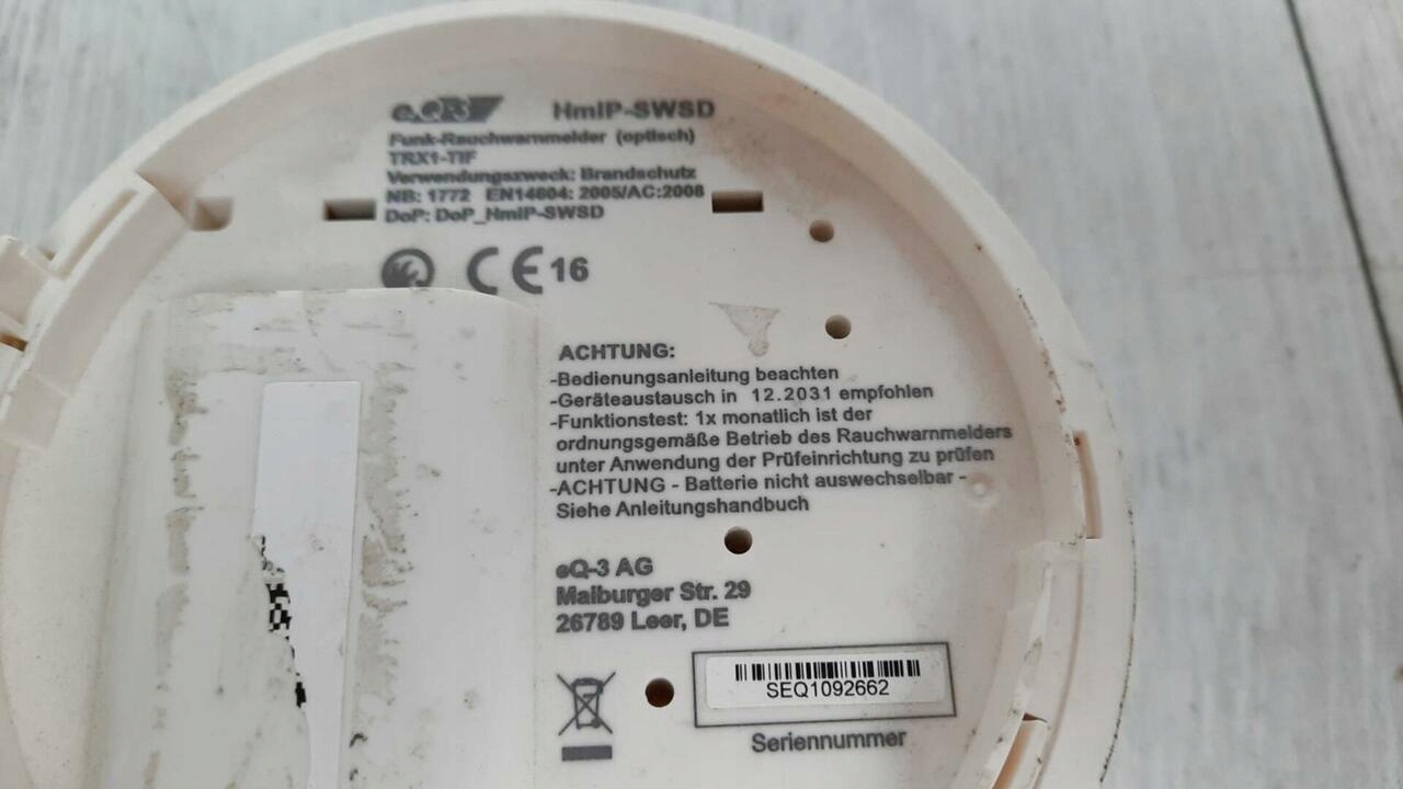 Czujnik dymu HOMEMATIC HmIP-SWSD 142685A0A Kod producenta 142685A0A