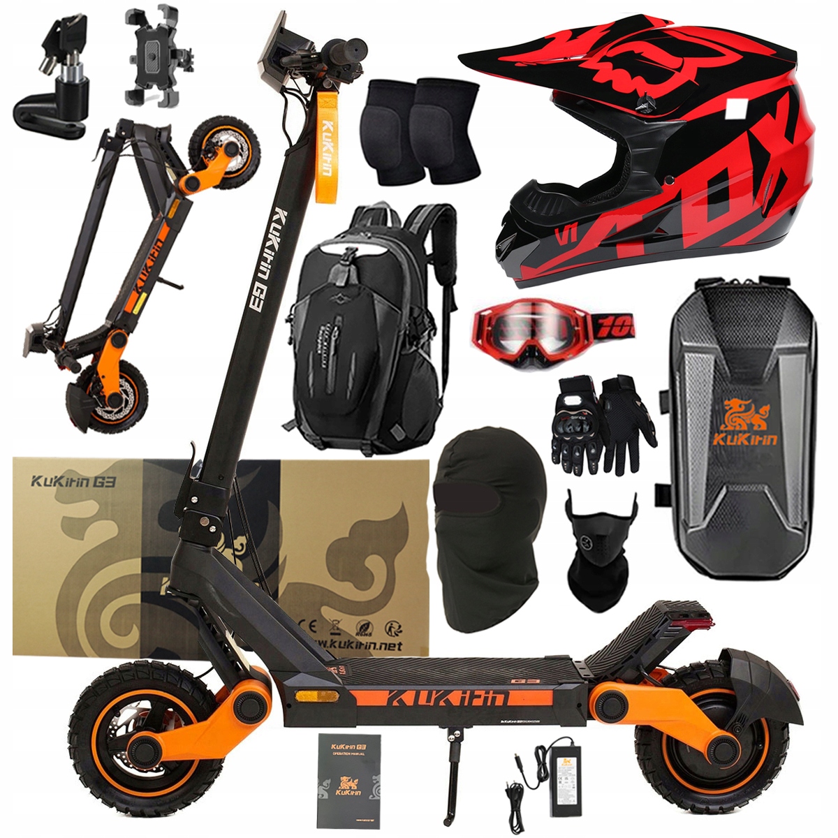 KuKirin G3 Składany Pojazd elektryczny dla dorosłyc 1200W 50km/h PL+Prezent