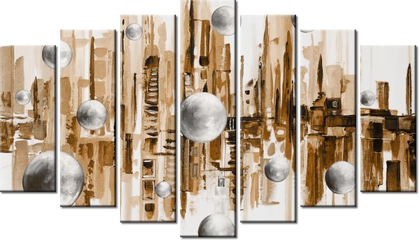 80cm 140cm obraz 7 elem Miasto ze snu brązach ścienny druk cyfrowy
