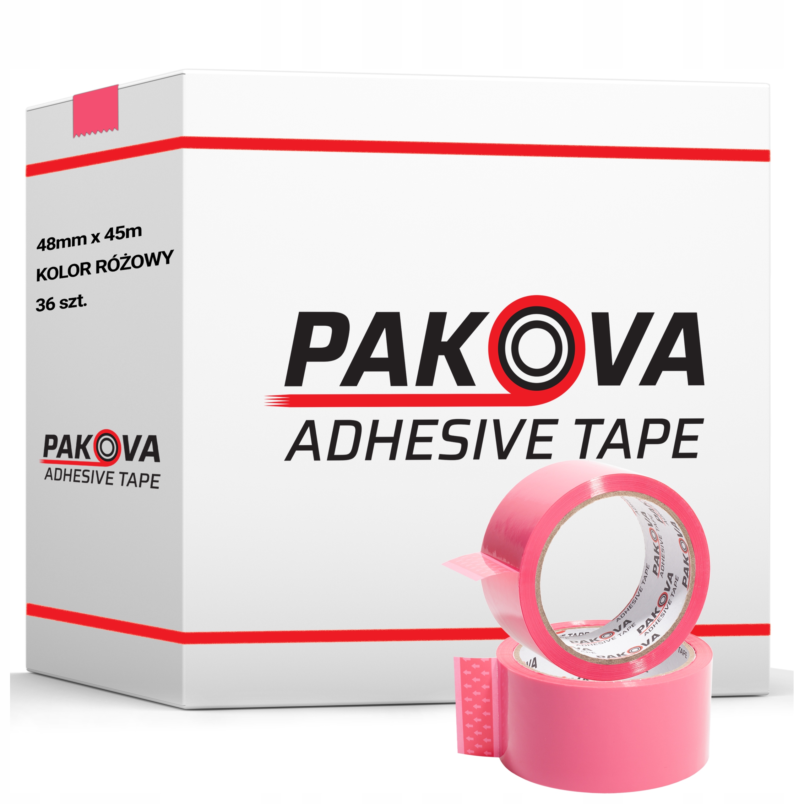 Taśma Pakowa 48/50y Różowa Taśma Kolorowa Pakova 36 szt.