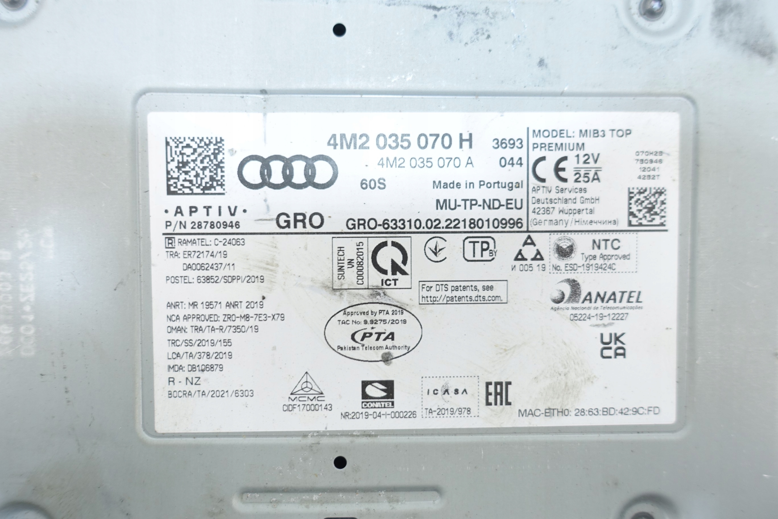 AUDI A6 A7 Q7 Q8 player module navigation devices MIB3 MIB 4M2035070H