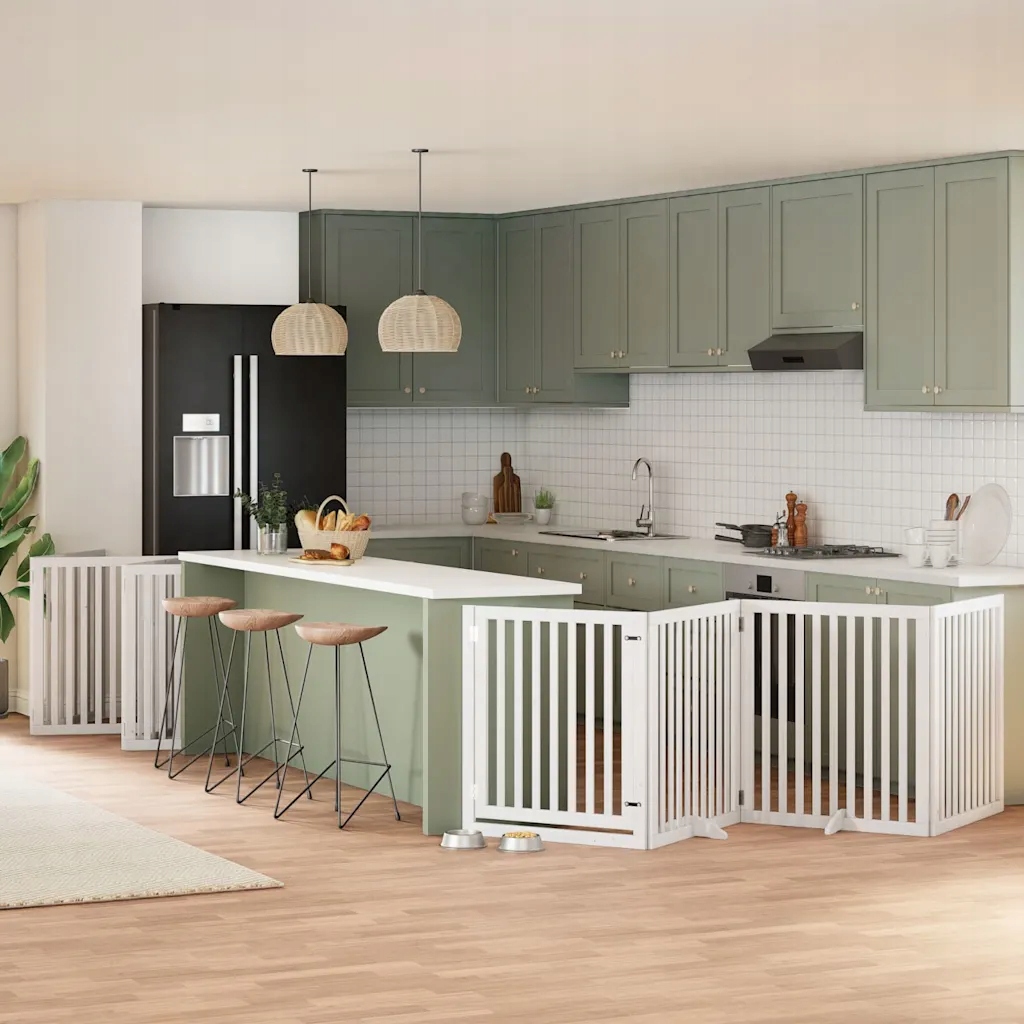 Zábrana pro psy s dvířky skládací 10 panelů bílá 800 cm topol Bílá 3155679