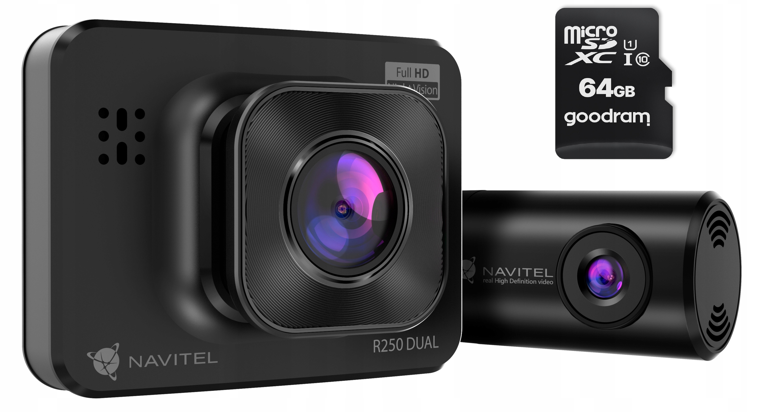 Видеорегистратор NAVITEL R250 DUAL + карта 64 ГБ