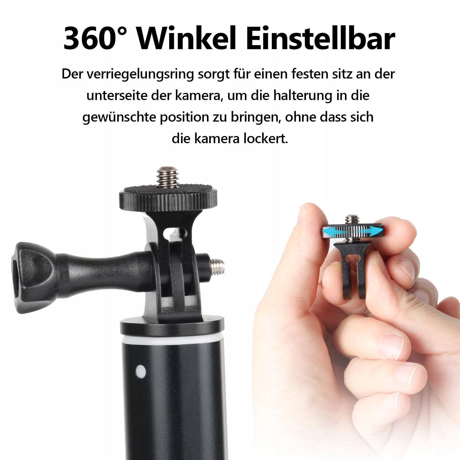 HSU Aluminiowy Adapter Stojaka 1/4 Cala Do Kamer Insta360 Sony SJCAM Xiaomi — miniatura 4