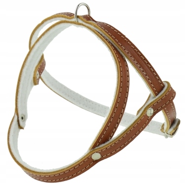 Levně Kožený postroj pro psa podšitý filcem Lícová kůže 70 cm Champion Koniak