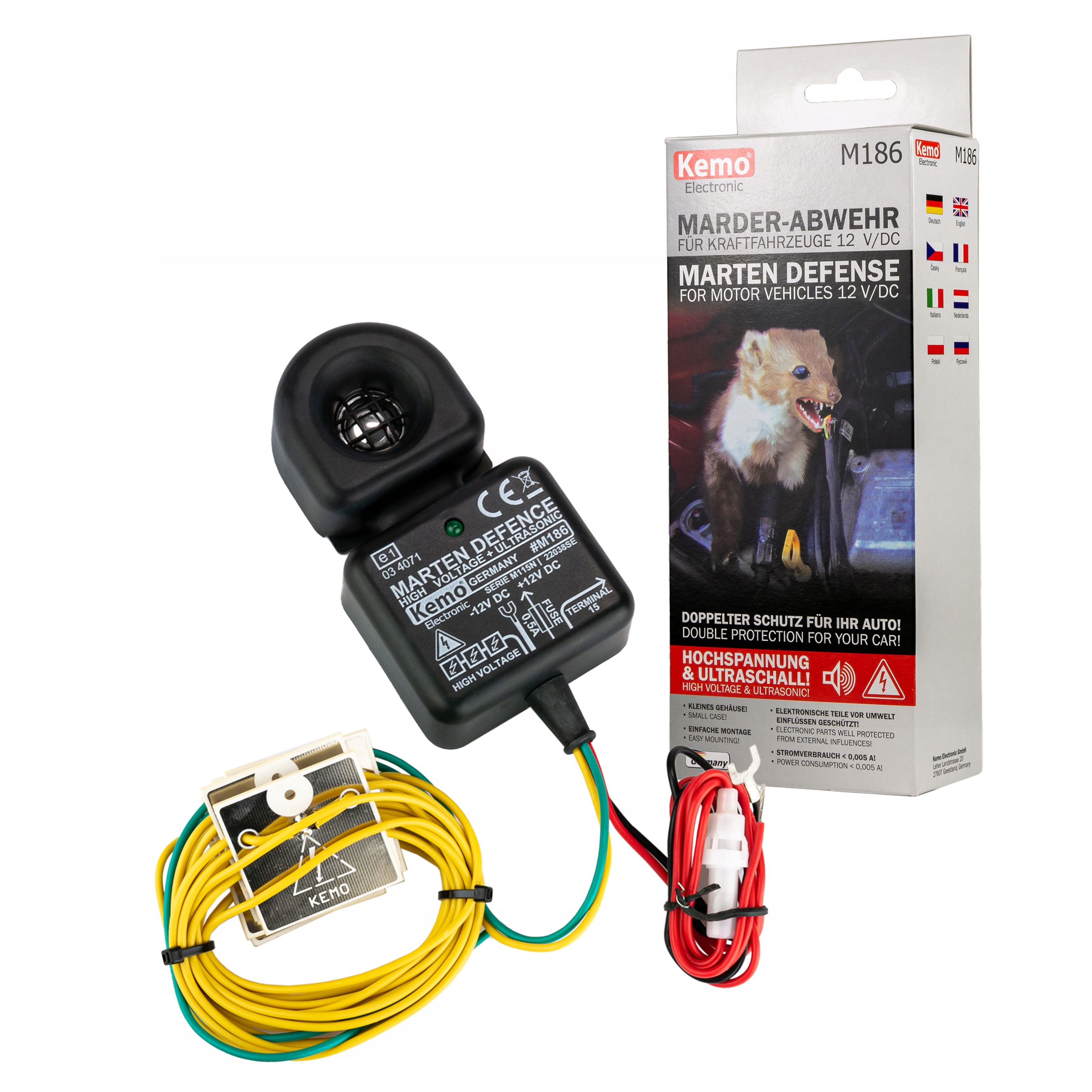 Kemo M186 německý odpuzovač automobilových kun, ultrazvuk obrna