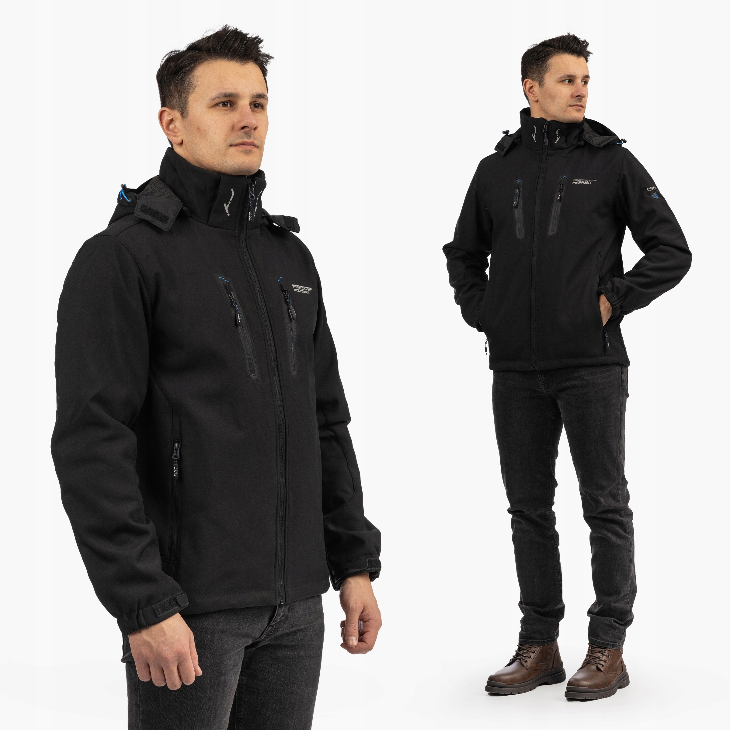 Kurtka Męska Nieocieplana Softshell Wiosenna Pianka Lekka Czarna 7XL