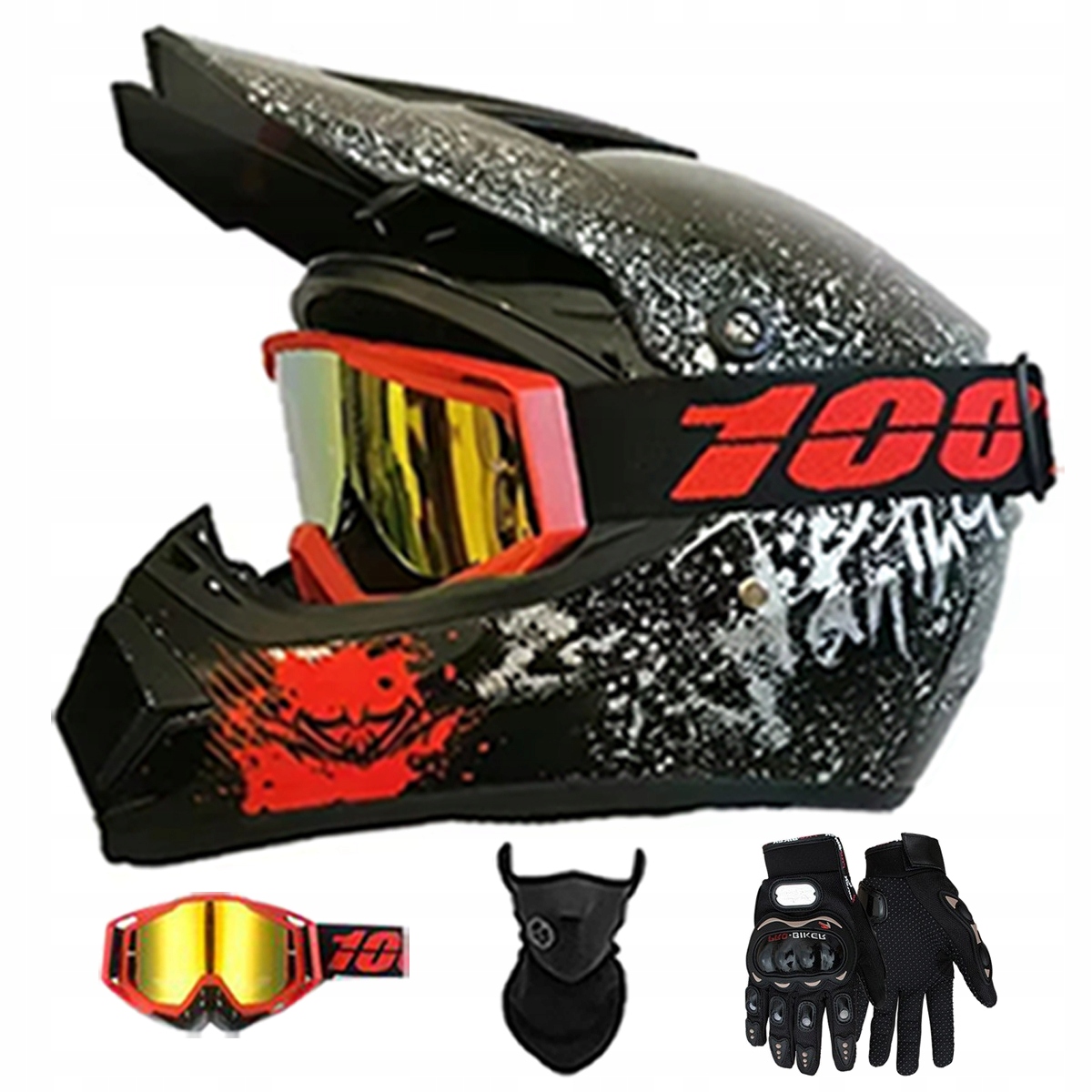 Motocyklová Přilba Crossová Lehká Enduro Quada Brýle Rukavice Maska L