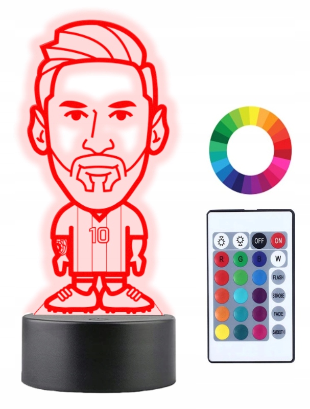 

Lampka Nocna z Imieniem Piłkarz Leo Messi 3D Led