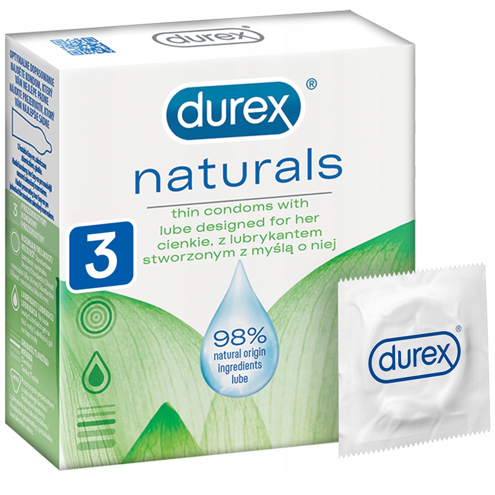 

Durex Naturals naturalne cienkie prezerwatywy 3szt