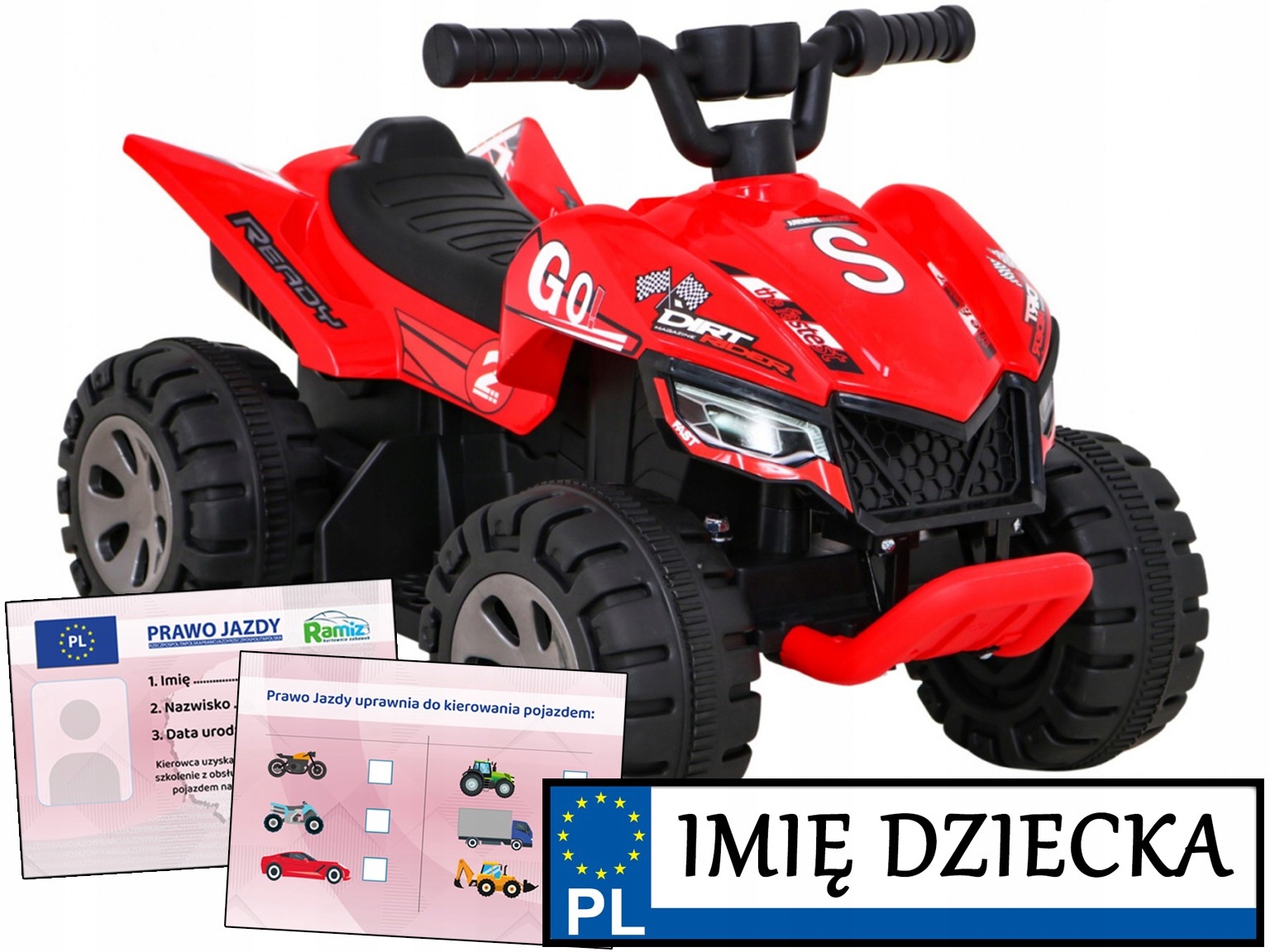 pierwszy Quad Dla Dziecka na akumulator The Fastest tablica imienna Prawko