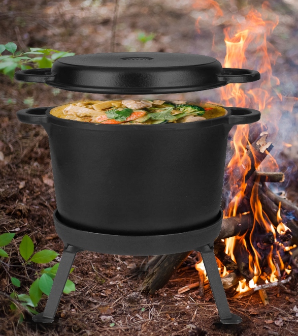 Kociołek Żeliwny Myśliwski Stojący Garnek na Pieczonk 3w1 Rossner 12l MK603 Pojemność 12 l