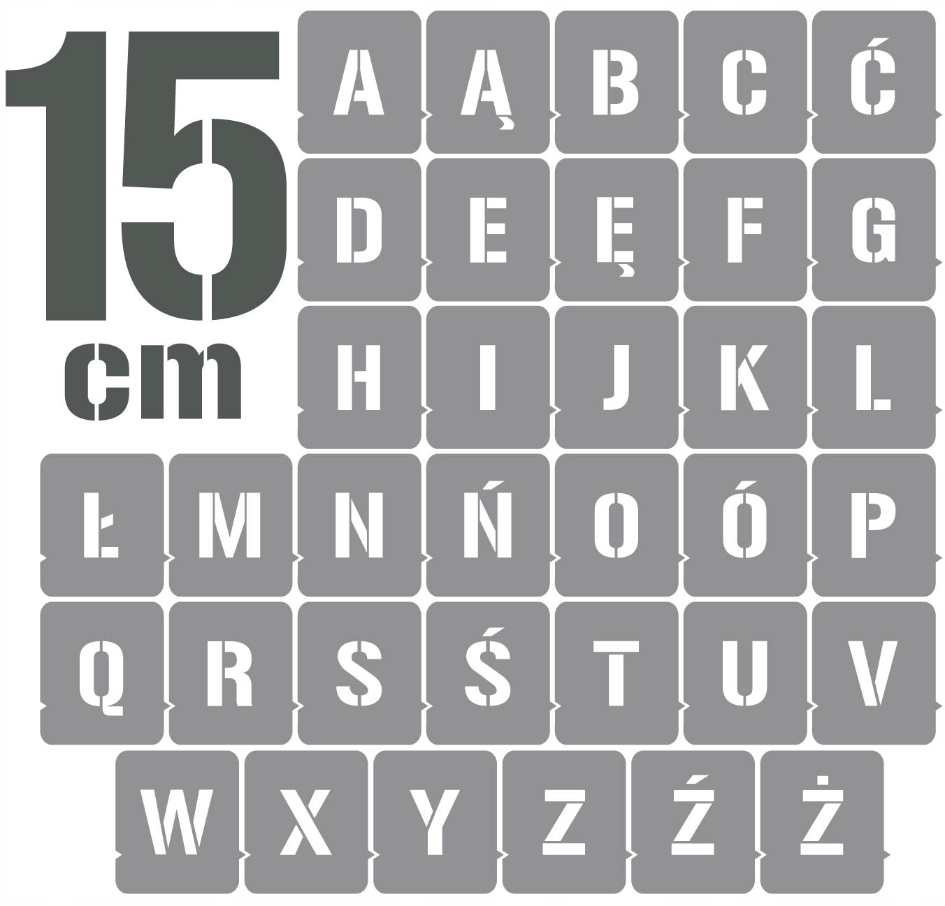 

Szablony malarskie Litery 15cm /wielorazowe/