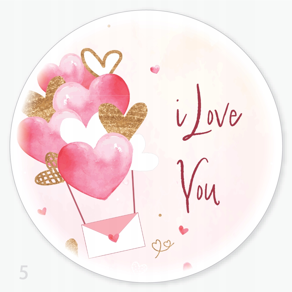 

Naklejki walentynkowe I Love You Serce fi55 8 szt