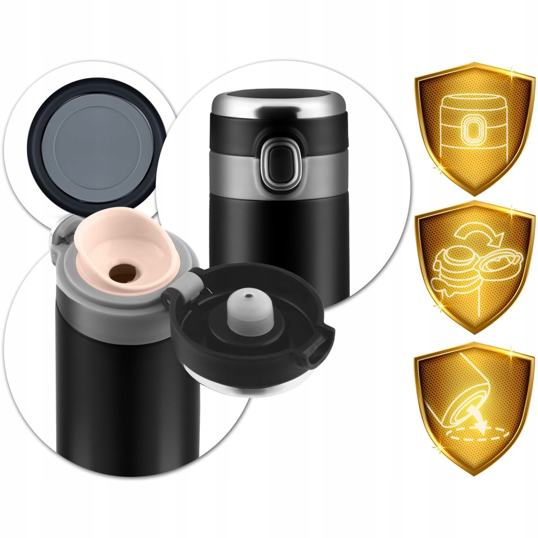 Termos próżniowy 450 ml BD-786 czarny Maksymalne utrzymanie ciepła do 12 h