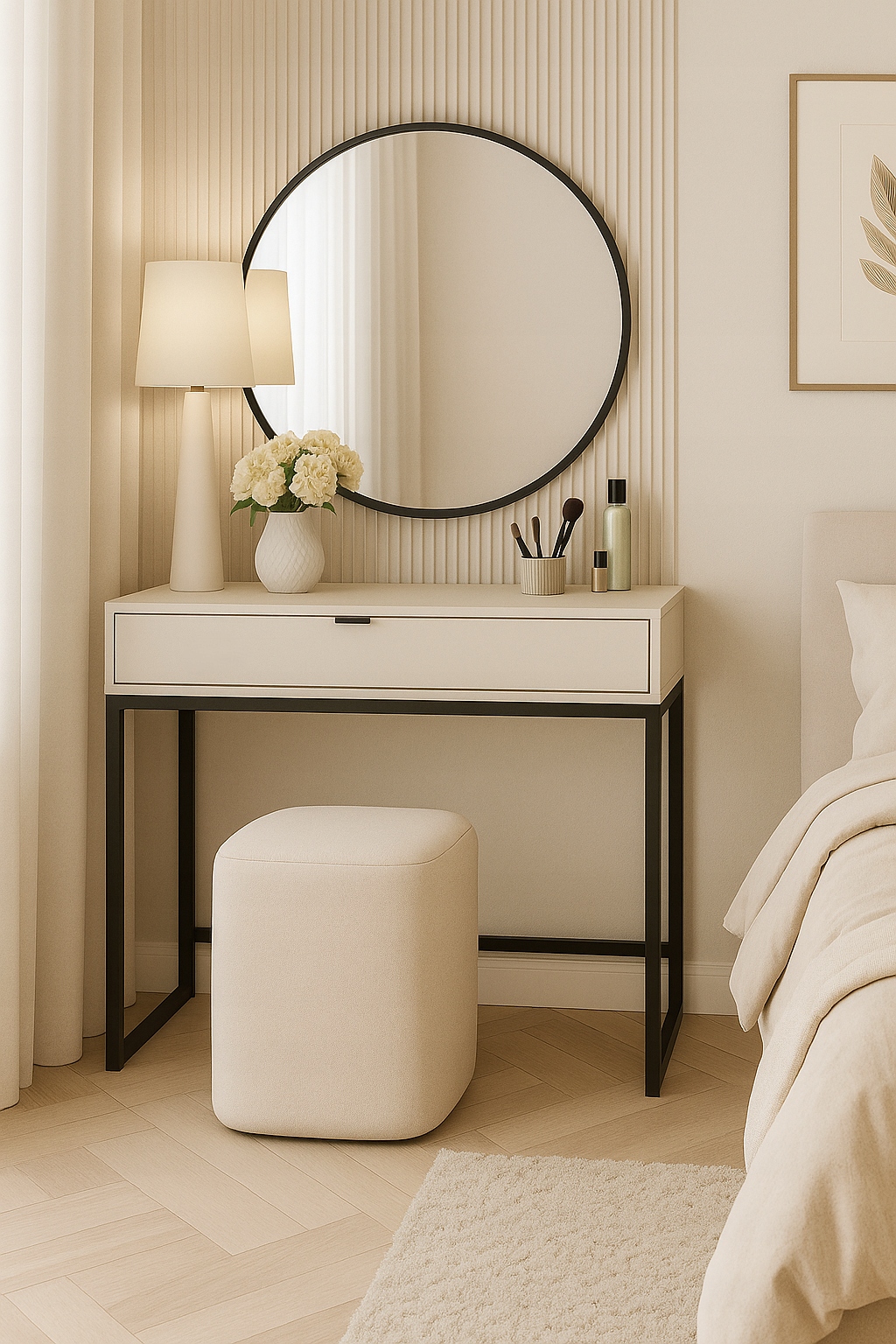 Toaletný Stolík s zásuvkou 80x50x76 cm čierne nohy kašmír