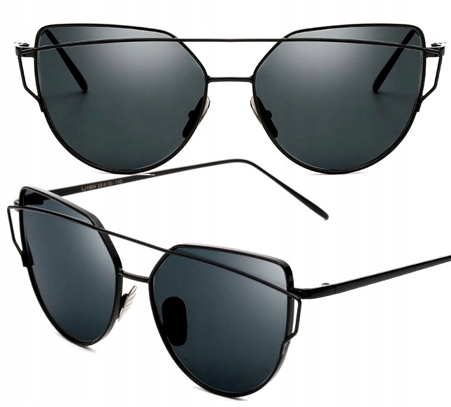 

Okulary czarne glam kocie oko metalowe damskie