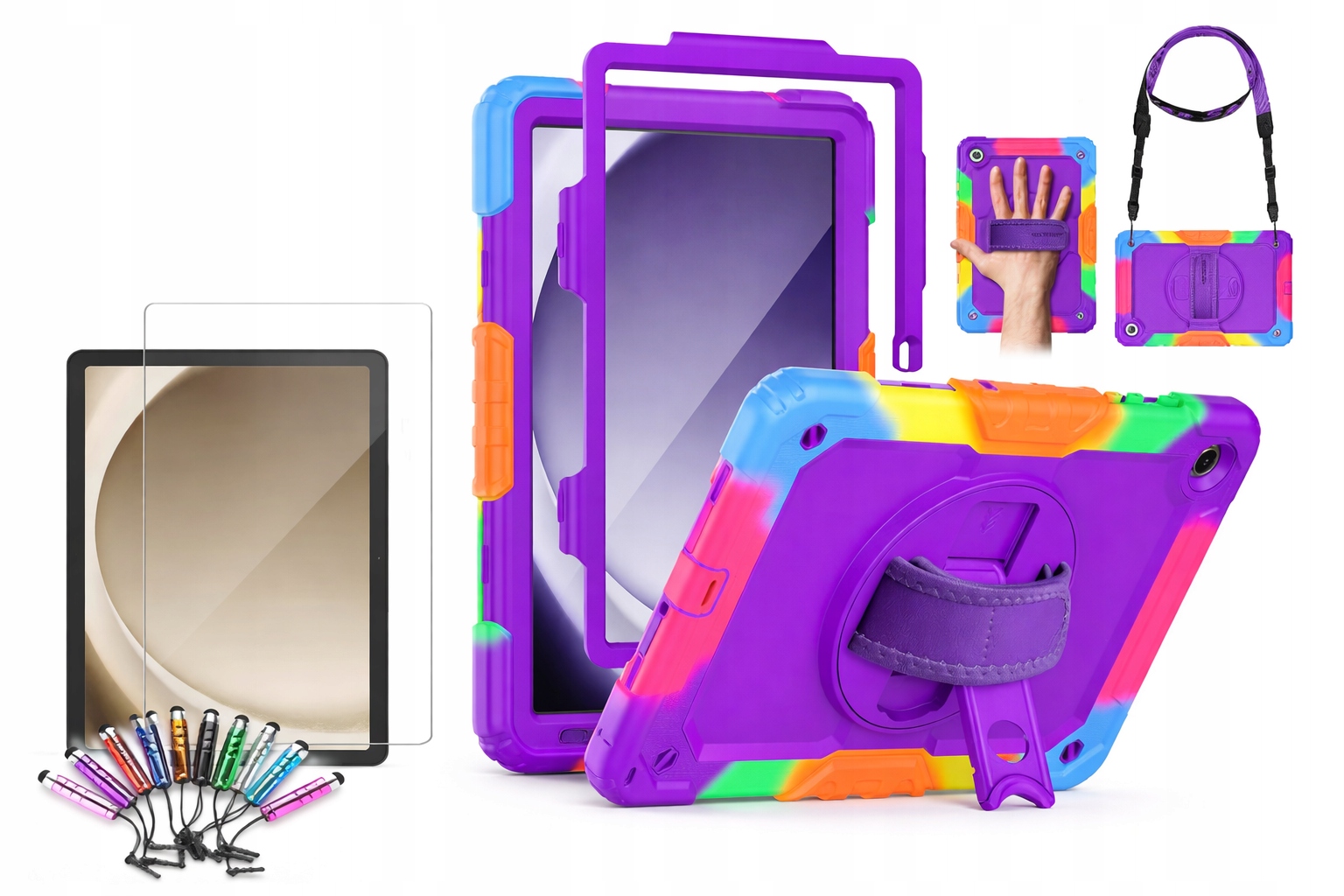 Pancerne Etui Dla Dzieci Samsung Galaxy Tab A9 8.7 2023 Pasek Szkło Rysik