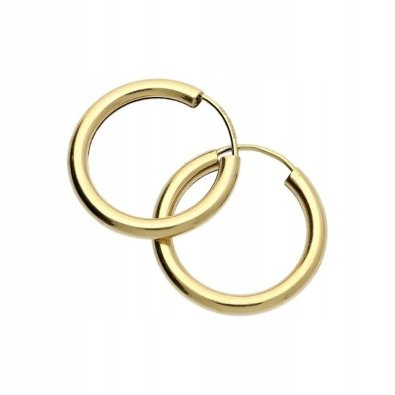 Zlaté náušnice pro ženy 585 modern hladké kruhy 20 mm jako dárek 1,70 g
