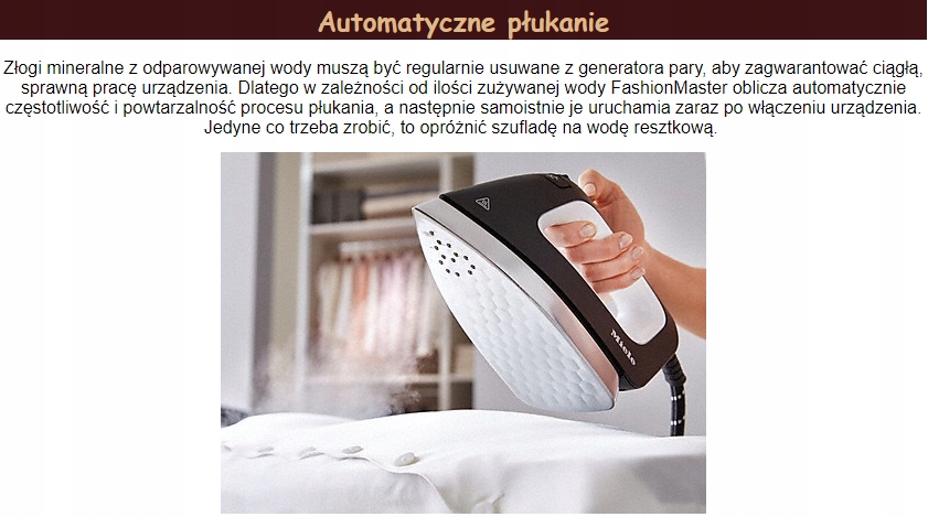 System prasowania MIELE B4847 FashionMaster Maksymalne ciśnienie pary 4 bar