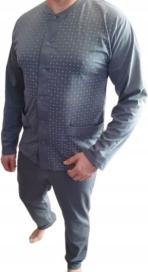 

Piżama Męska Guziki Bawełna Szary Polska rozm.6XL
