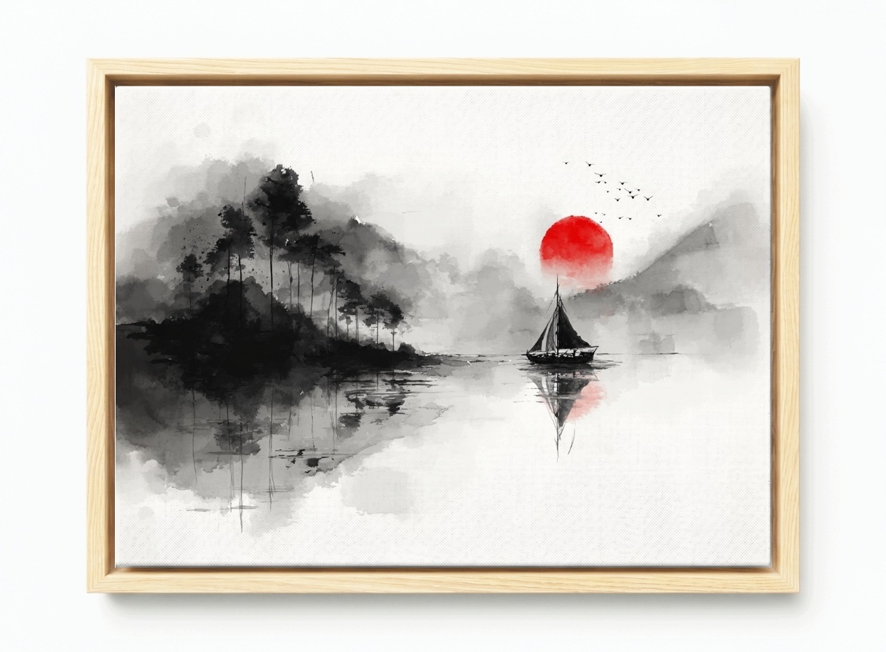 Obraz Rám Americký Box Orientální Krajina Akvarel Japonsko Umění 120x80