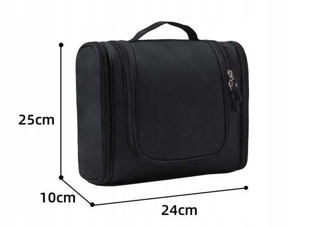 KOSMETYCZKA WISZĄCA PODRÓŻNA Z HACZYKIEM CZARNA XL Zapięcie zamek