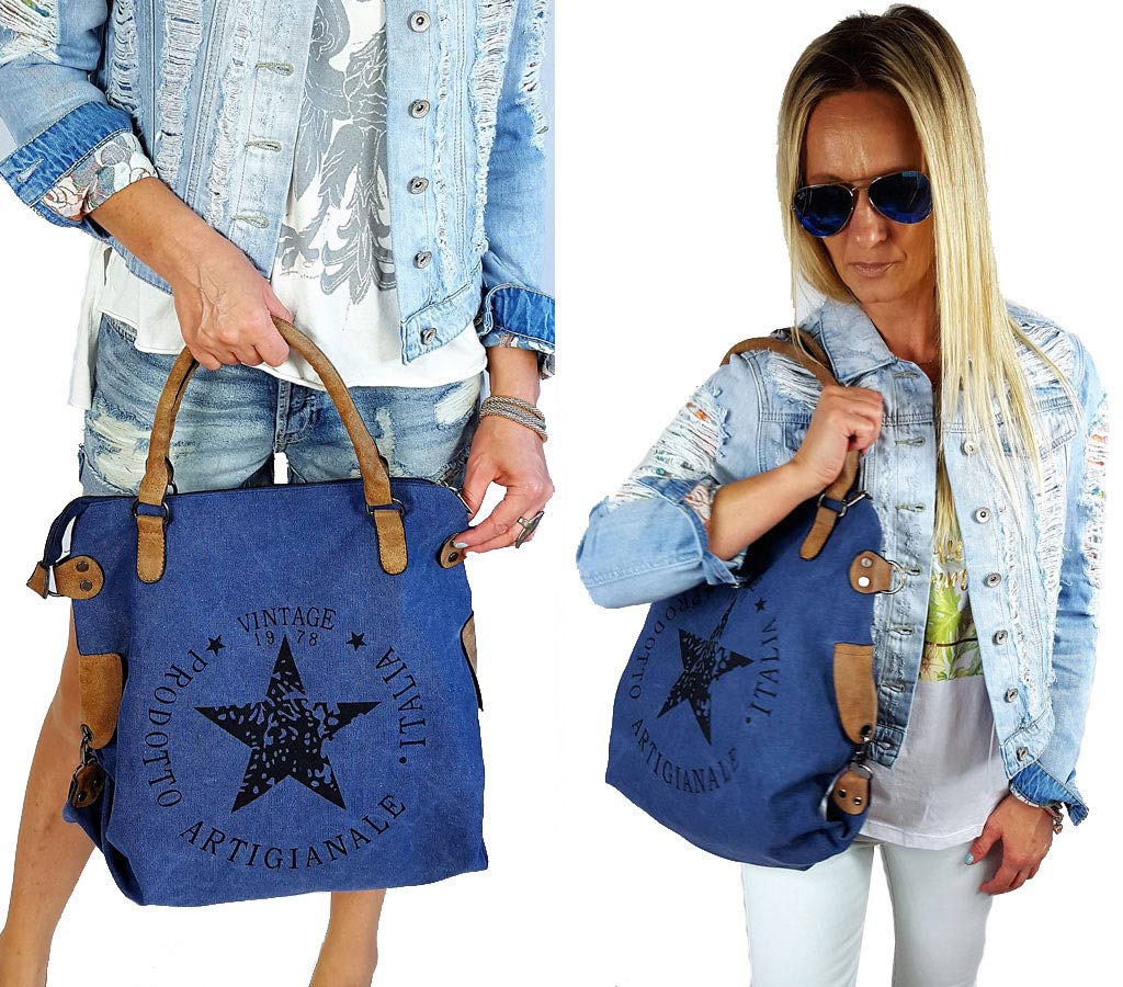 

Torebka Gwiazda Vintage Shopper Bag Torba XL Niebi