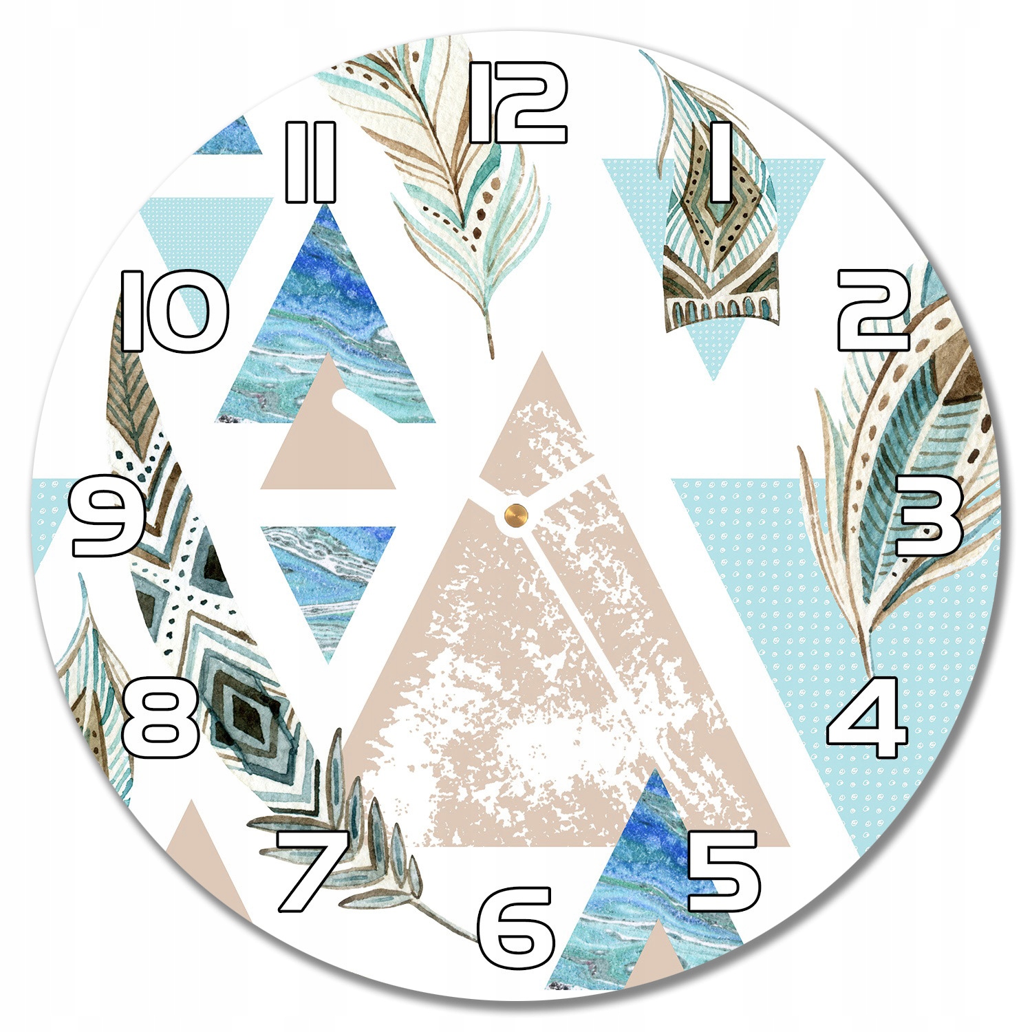 

Zegar ścienny Abstrakcja Trójkąty Pióra f30 cm