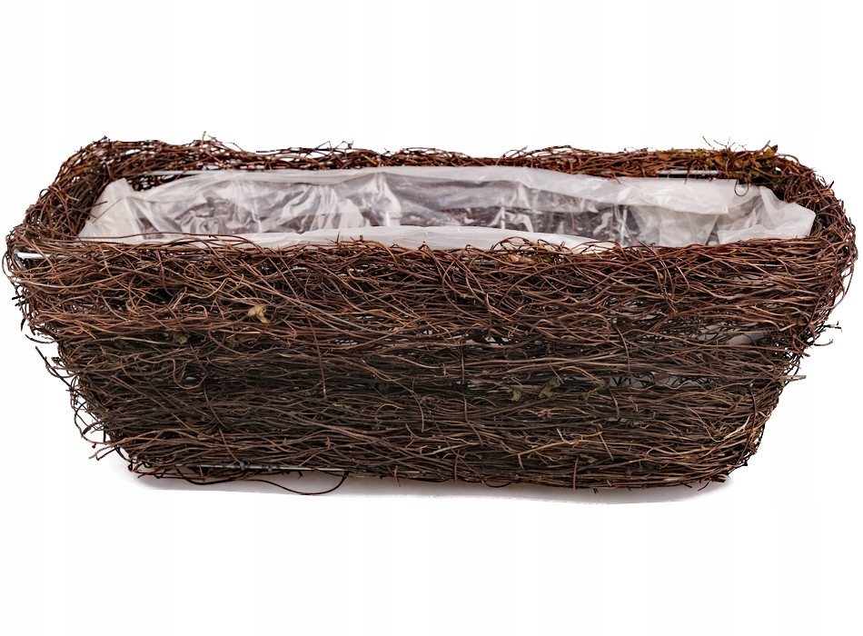 x3 KOSZ KWIETNIK MISA PLECIONA PODŁUŻNA NA KWIATY ROŚLINY - 43cm x 18cm Stan opakowania oryginalne