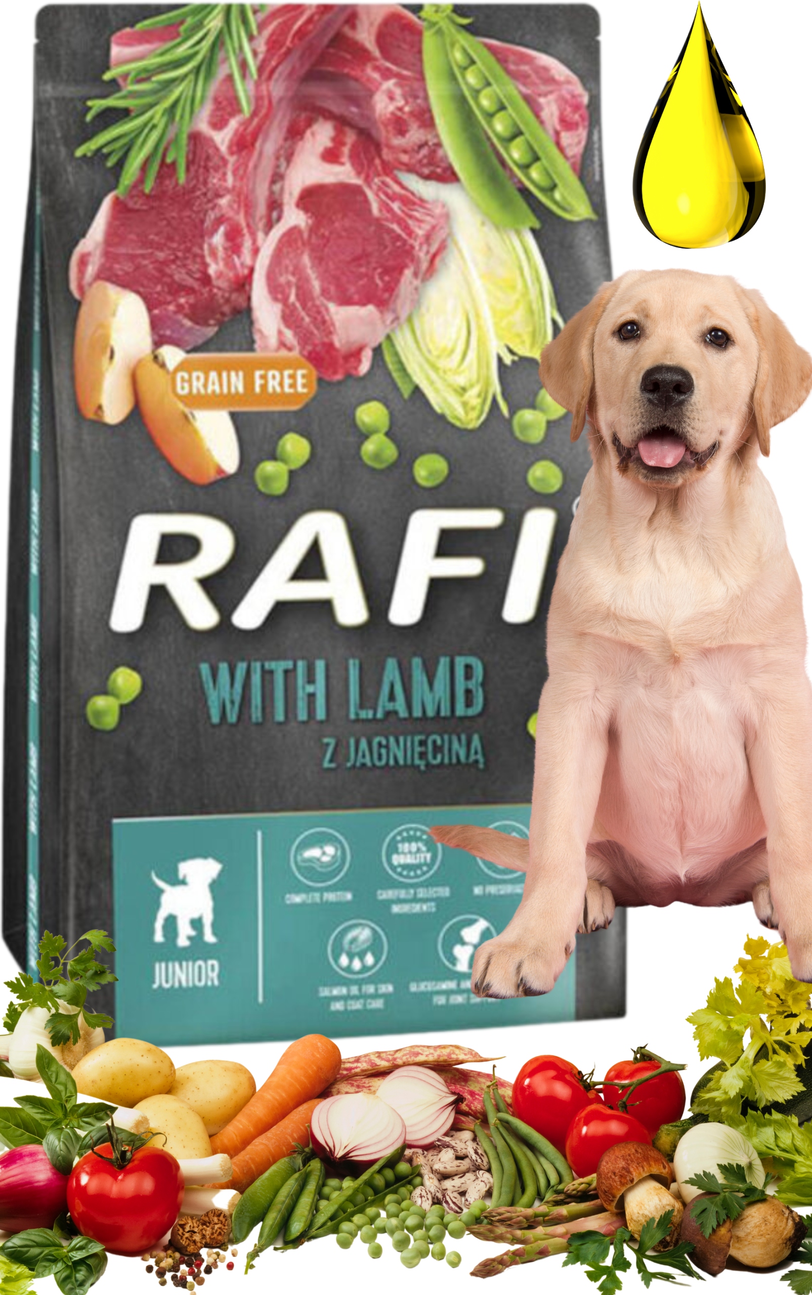 Levně Rafi Junior Jehněčí Krmivo Suché Pro Štěňata A Mladé Psy 10 Kg