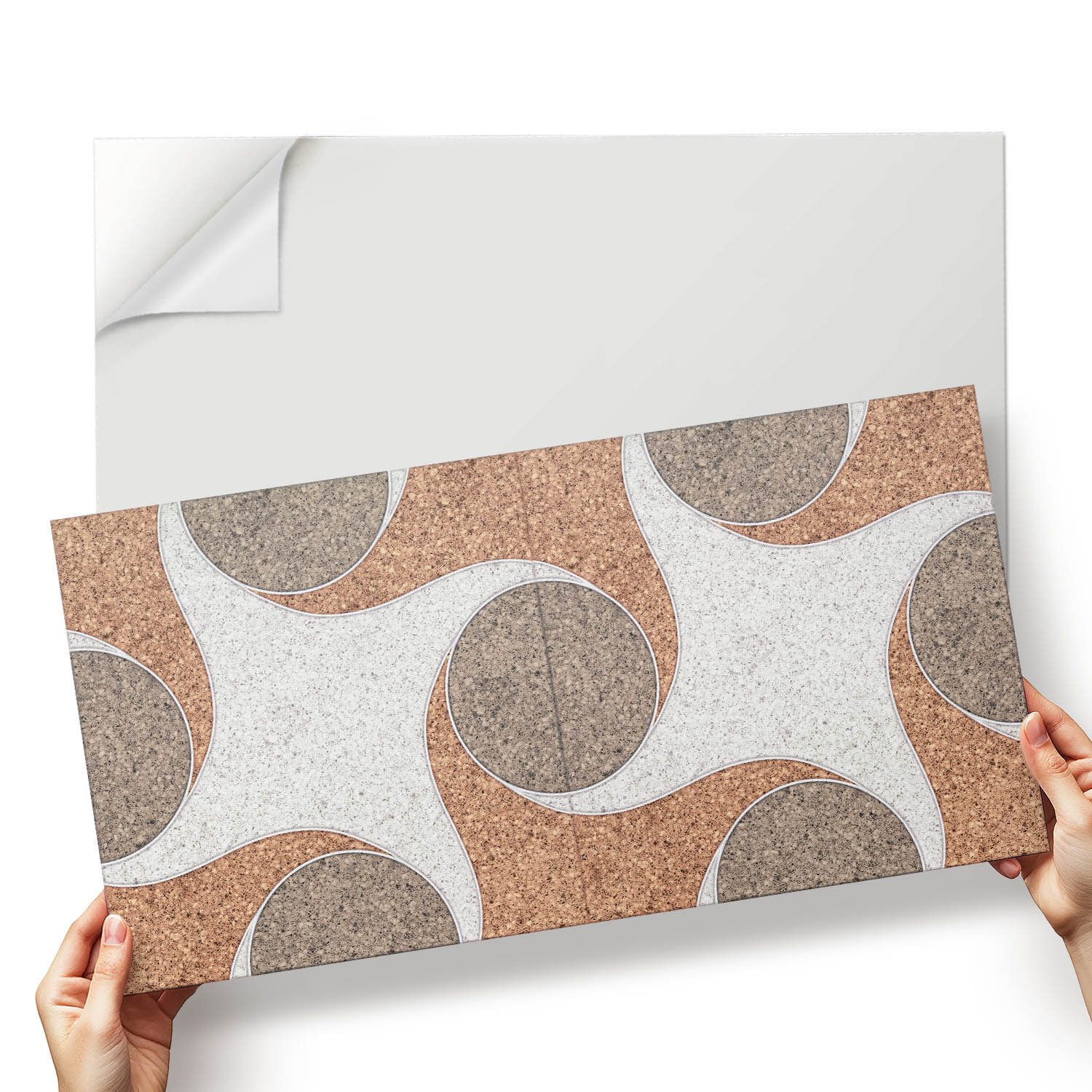 Vinylová samolepicí dlažba s vlnitým vzorem kruhů 6x60x30 cm