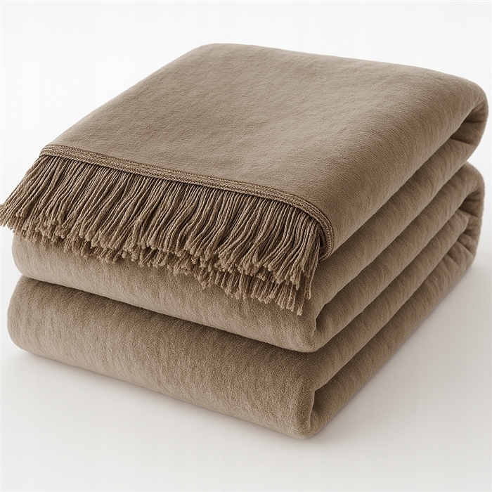 Deka Přehoz Moca Design 150x200 Bavlna Akryl Třásně Pled Latte