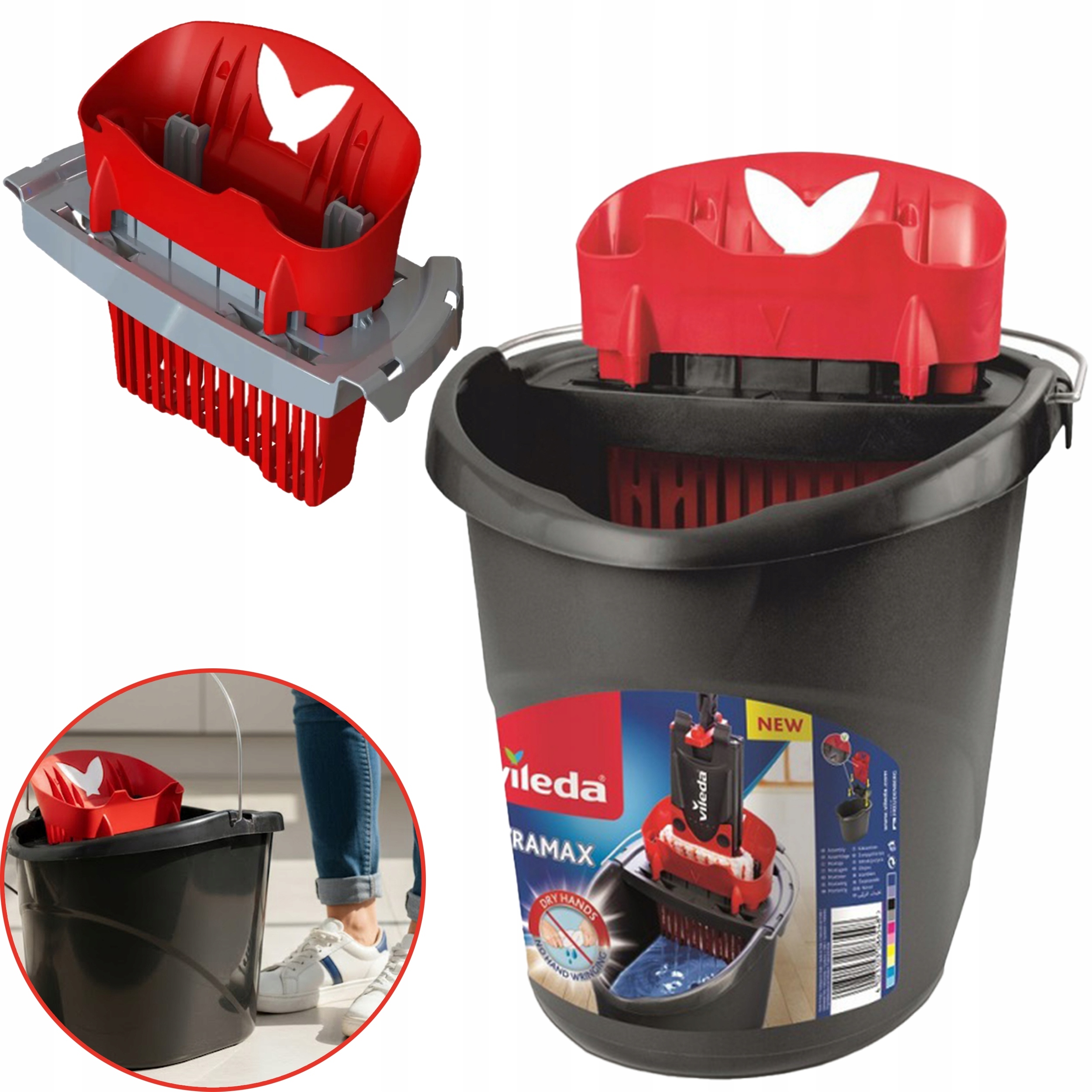 Levně Kbelík Se Ždímačem Vileda Ultramax Pro Plochý Mop Červený