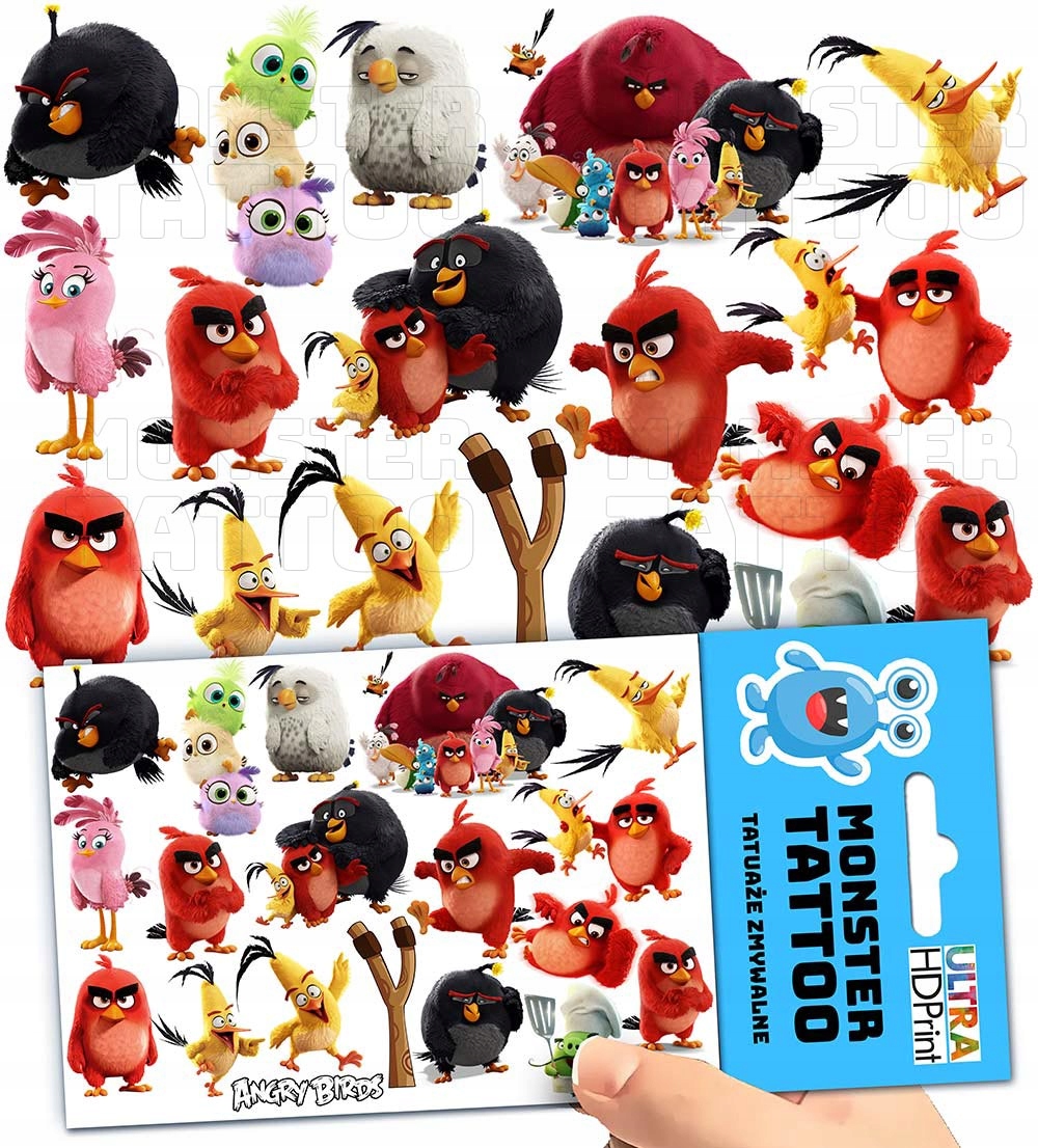 TATUAŻE ZMYWALNE TYMCZASOWE DLA DZIECI ANGRY BIRDS WZORY ORYGINALNE